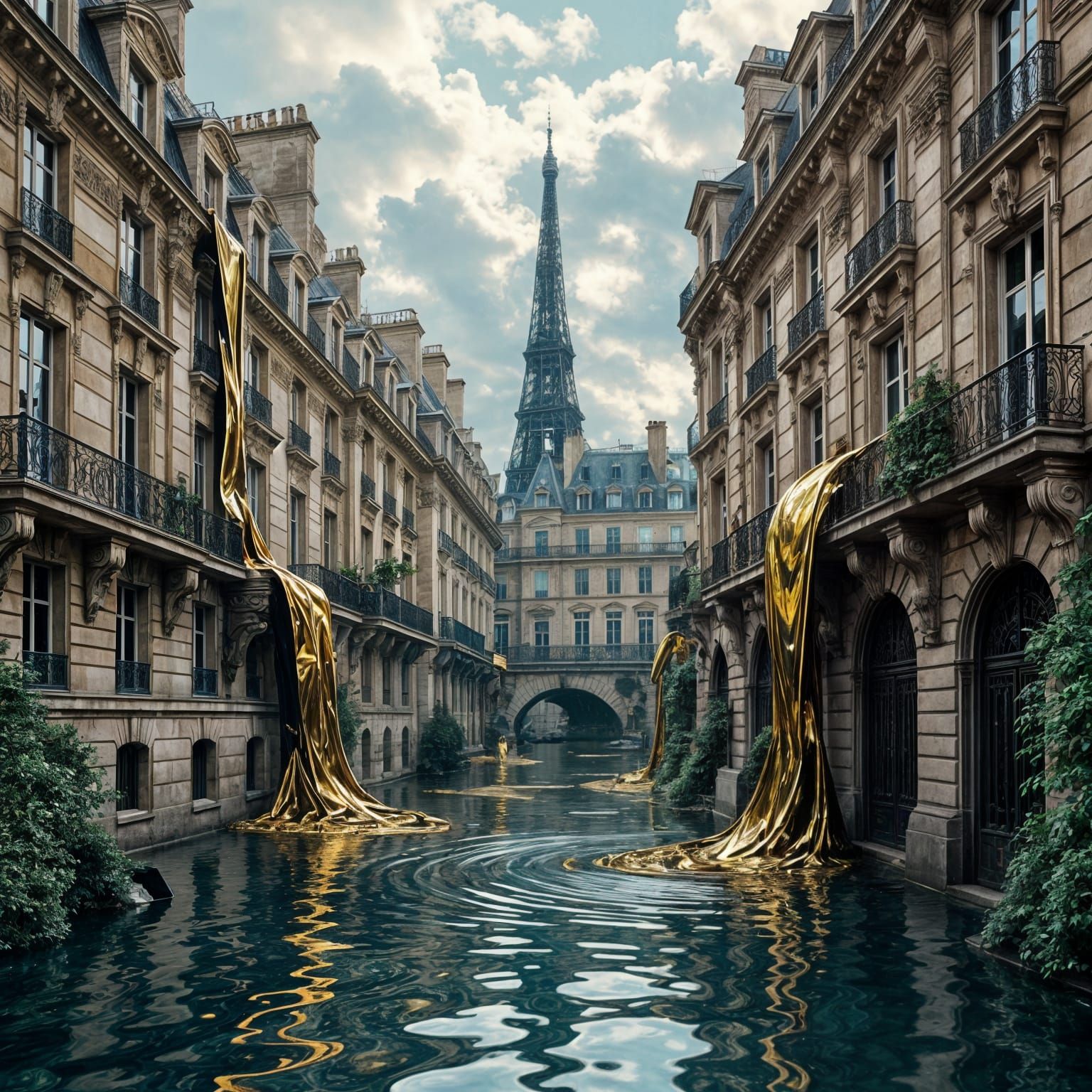 Liquid Gold Meets Parisian Architecture in Emerald and Bronz...