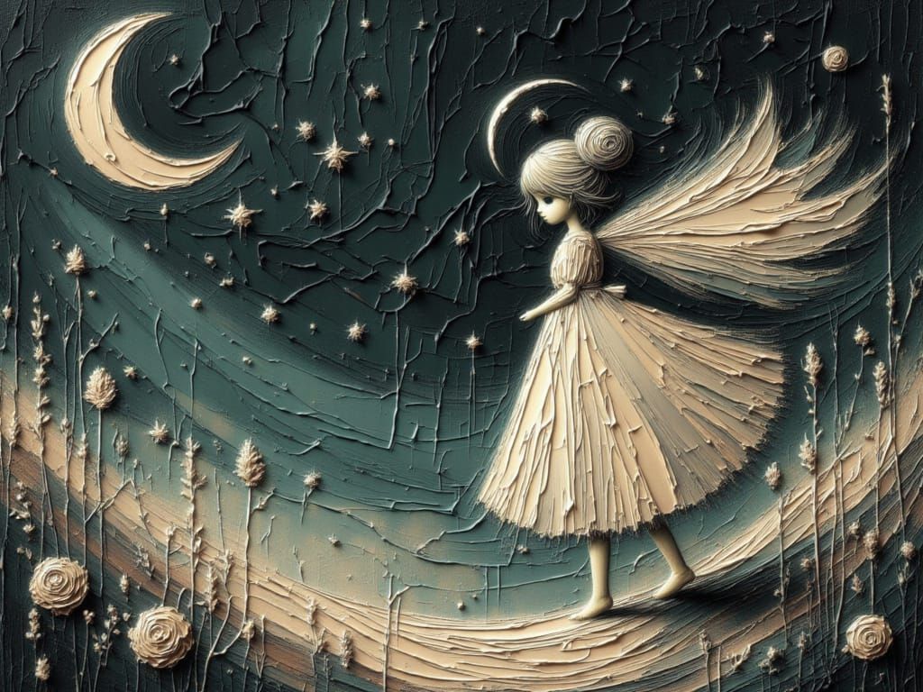 Celestial Moon Fairy Reaching for Stars in Dreamy Style