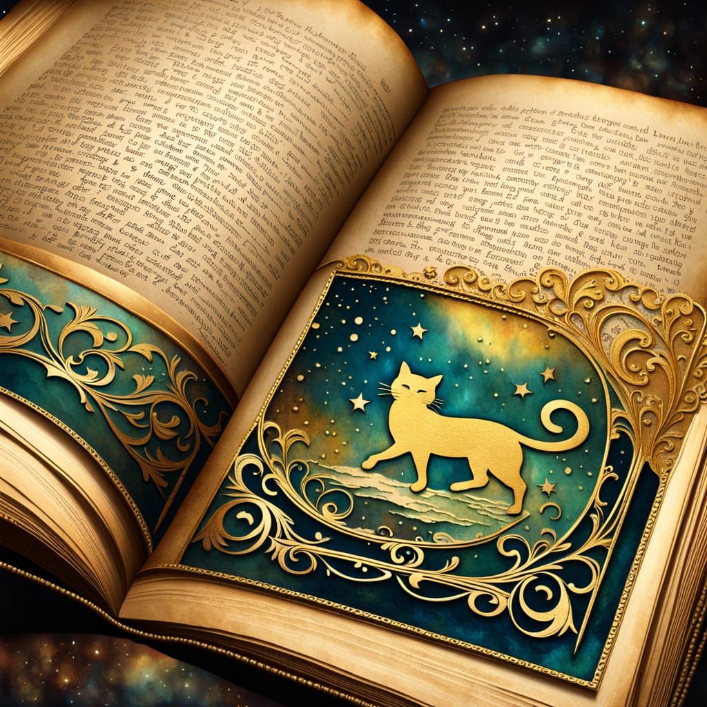 Ethereal Feline Goddess Amidst Ancient, Cosmic Whispers