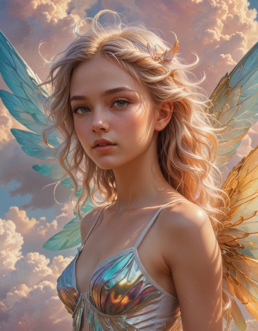 Ethereal Cloud Fairy in Athletic Pose