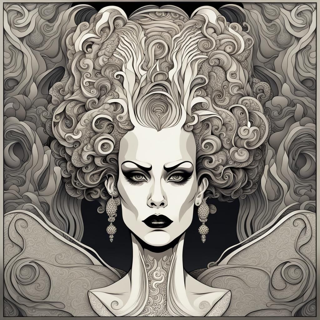 Art Nouveau Bride of Frankenstein Illustration