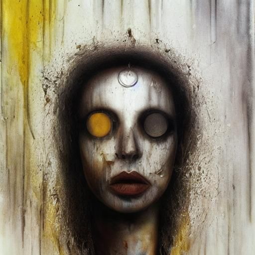 Dark Ethereal Faceless Horror Woman in Surreal Style