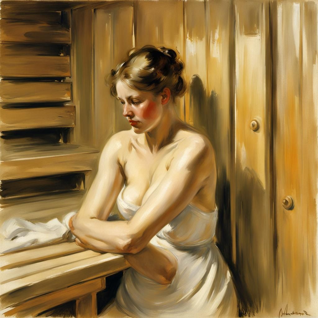 Sauna Portrait in Impressionist Style