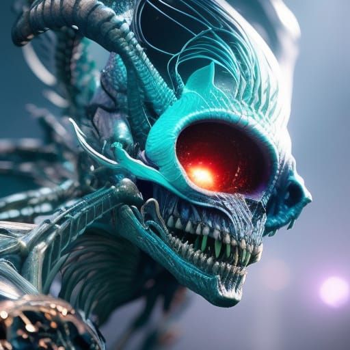 Hyperdetailed Alien Skeleton Portrait in Manga Style