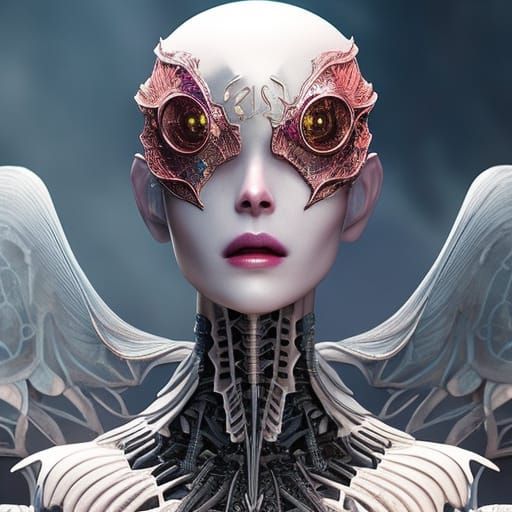 Detailed Alien Skeleton Portrait in Manga Style