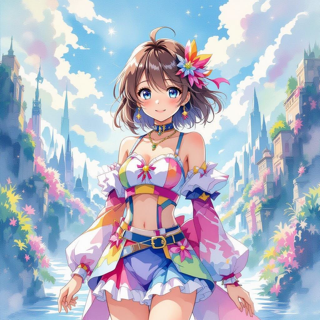 Anime Girl Teto in Fantastical Dreamscape