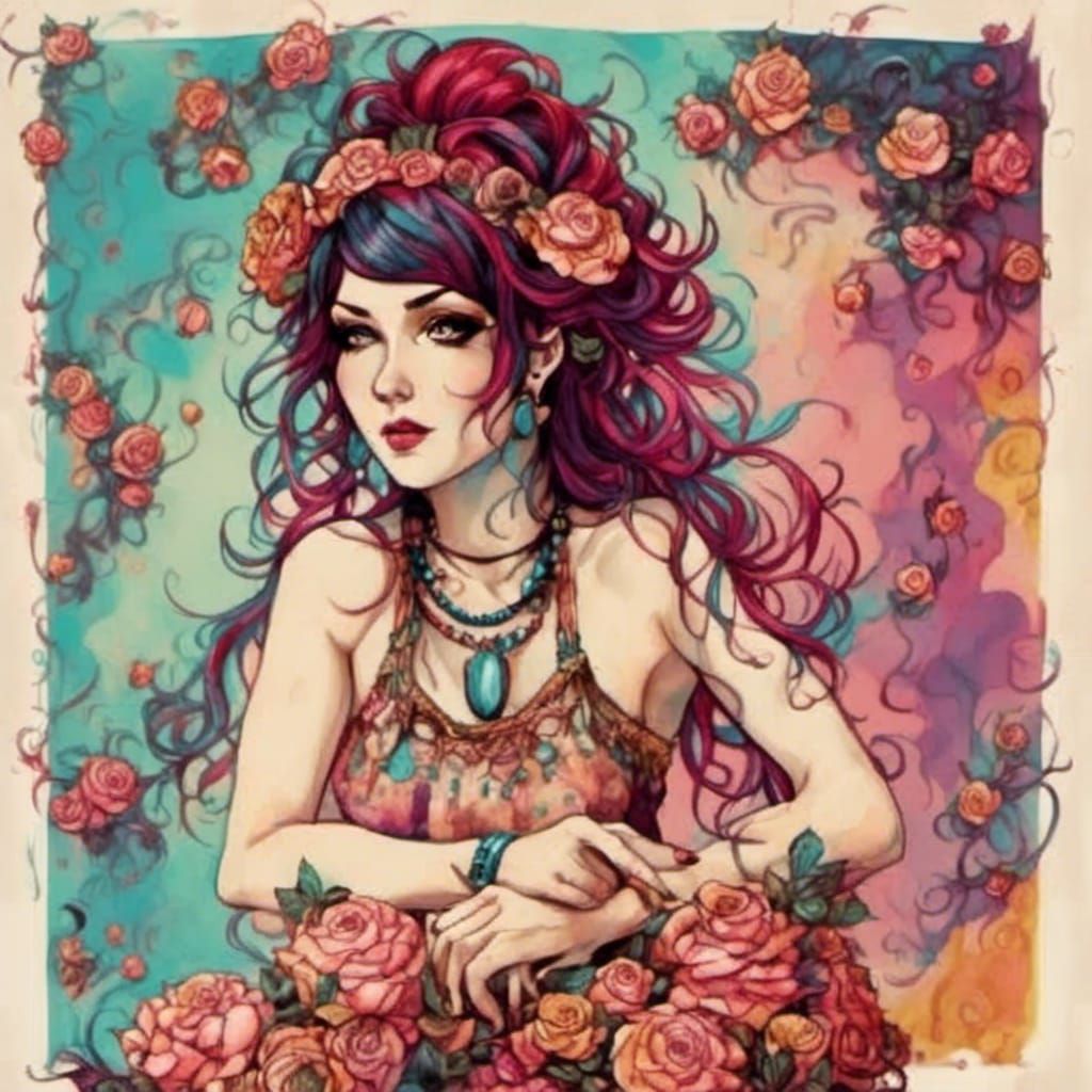 Harmonious Hippie Queen Radiating Creative Energy