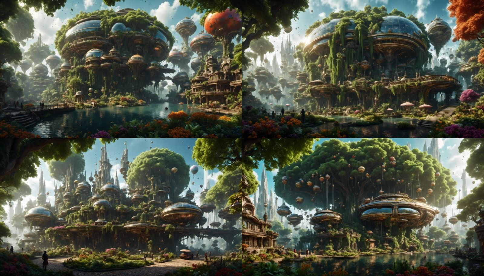 Futuristic Tree Village in Rainforest Landscape