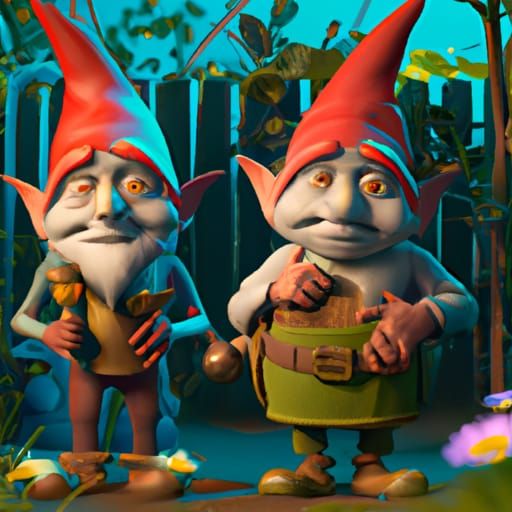 Secret Garden Gnomes in 3D Digital Art