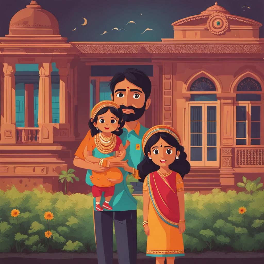 Young Indian Parents in Authentic Daily Life Scenes