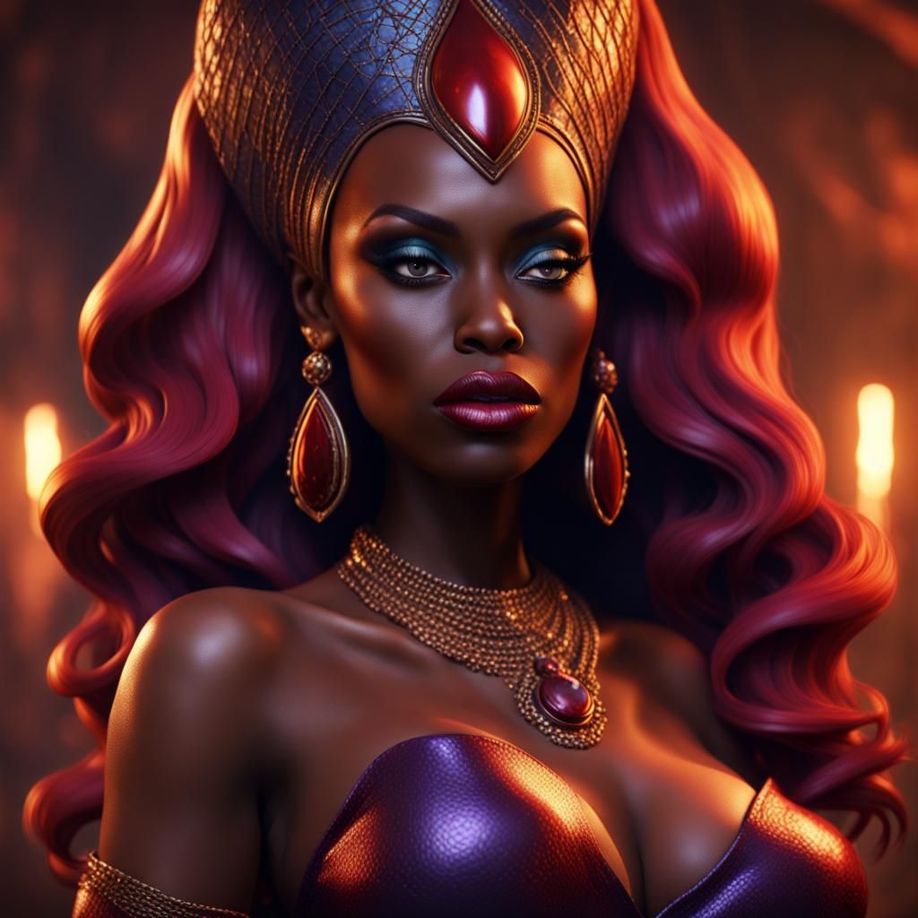 Evil African Jessica Rabbit in Detailed Matte Painting