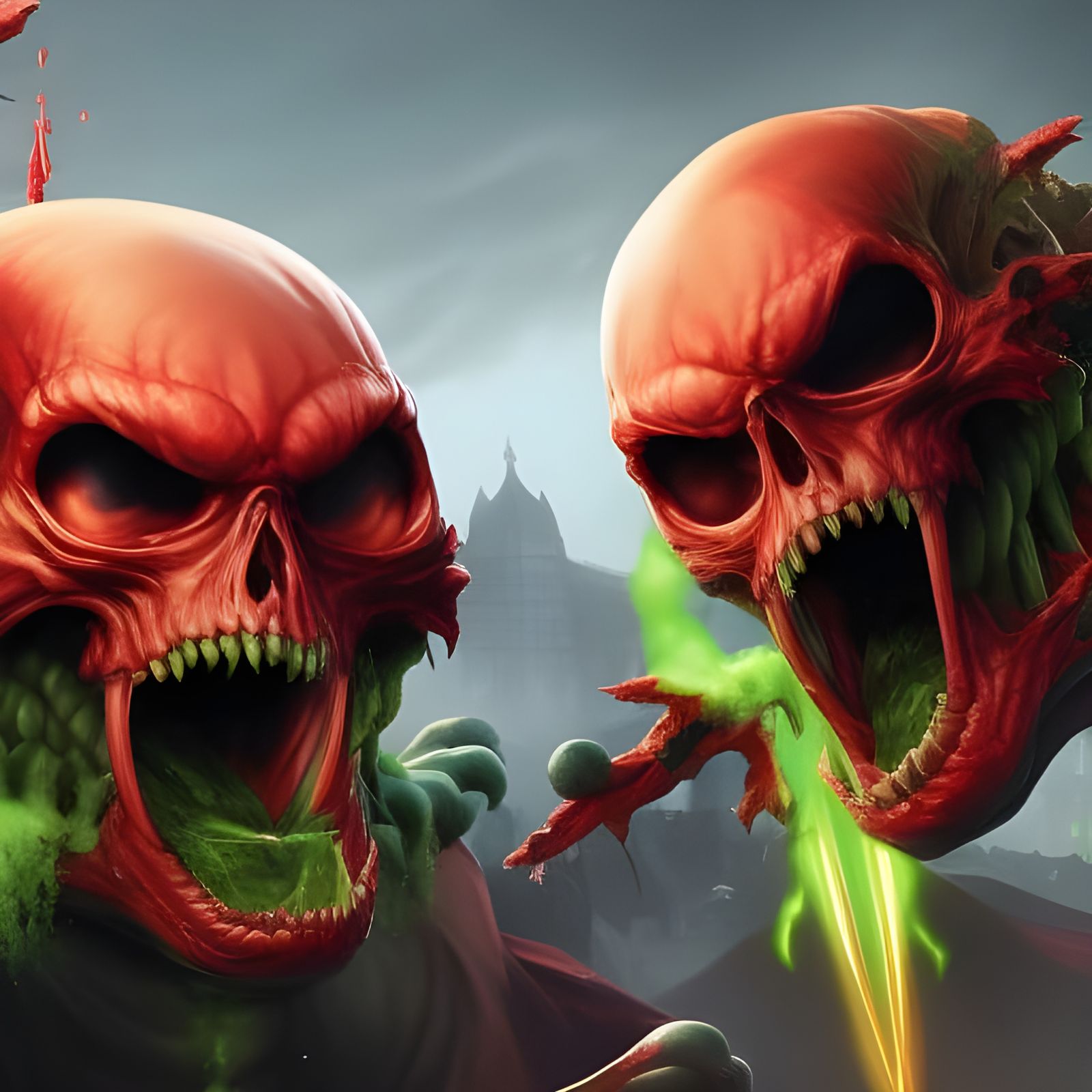 Otherworldly Deities in Biomechanical Landscape, Manga Style