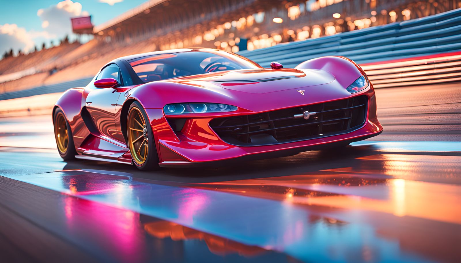 Vibrant Sports Car on Racetrack: Concept Art