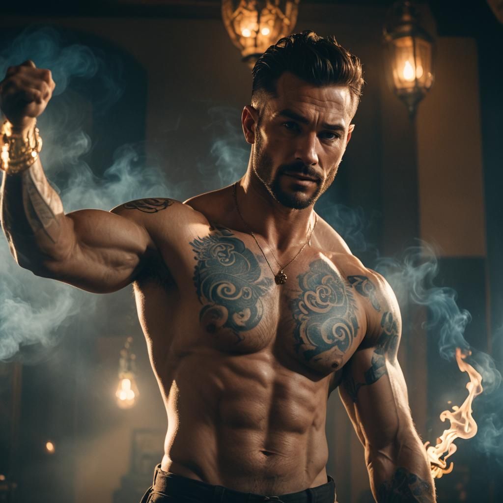 Handsome Genie Emerges: Cinematic Film Still