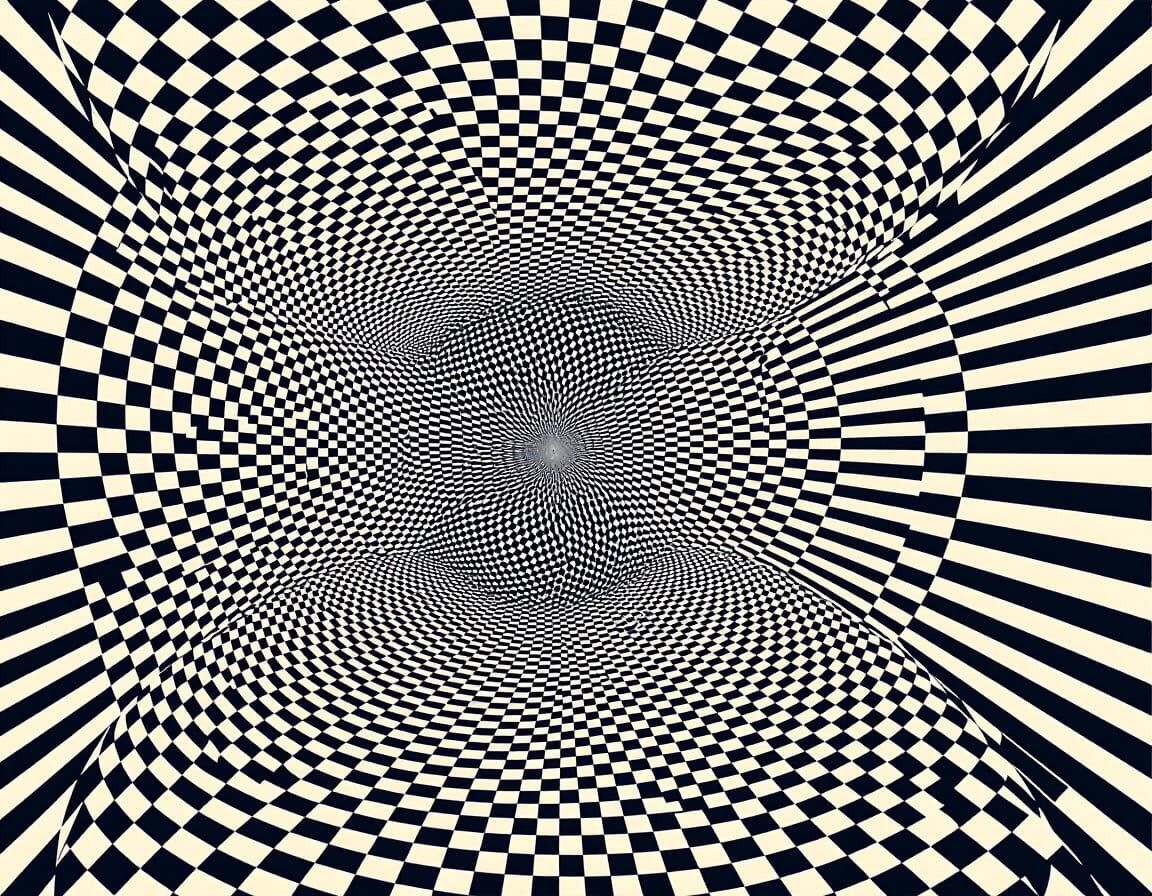Op-Art Abstraction with Kinetic Geometric Circles and Lines