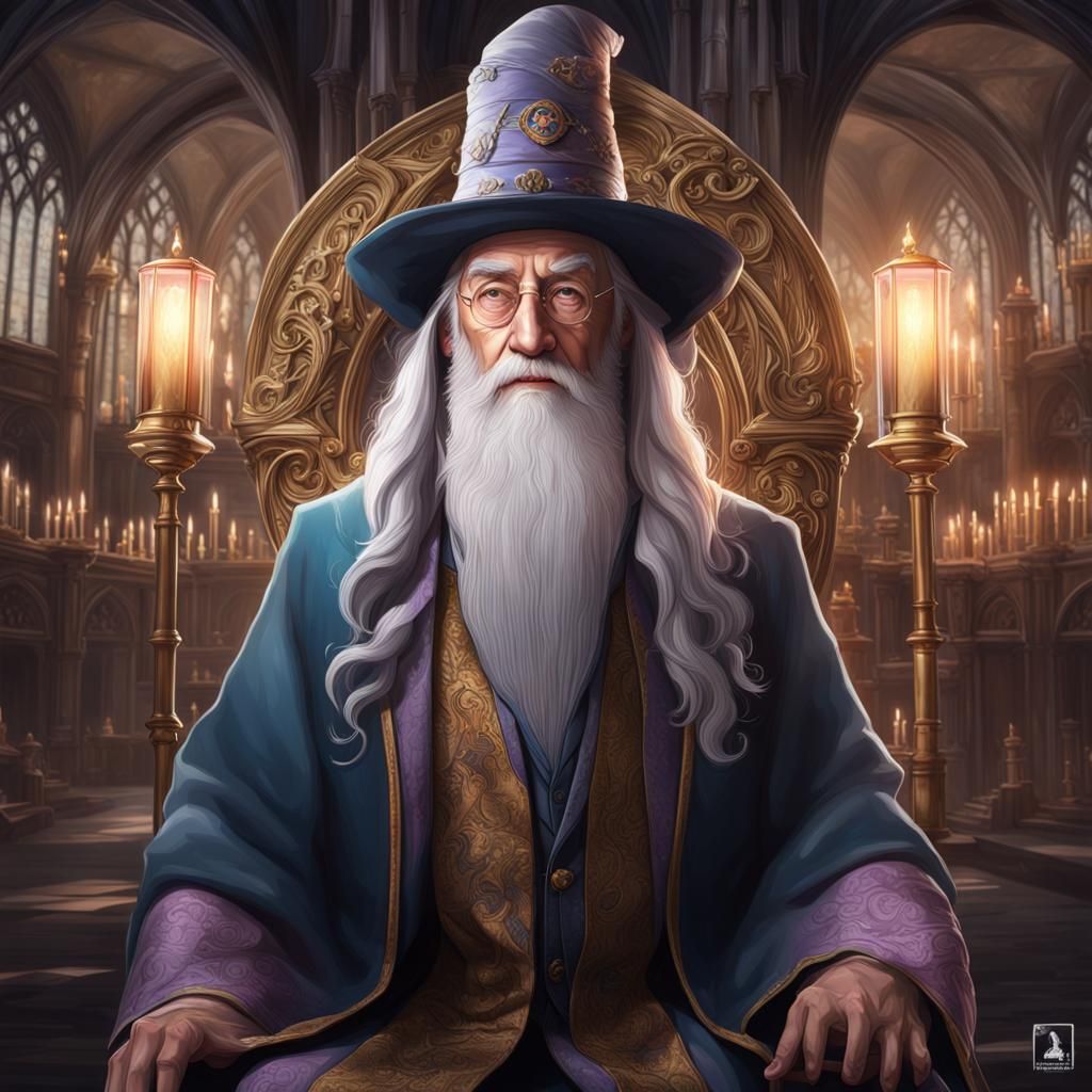 Dumbledore Portrait in Hyperdetailed Digital Art Style