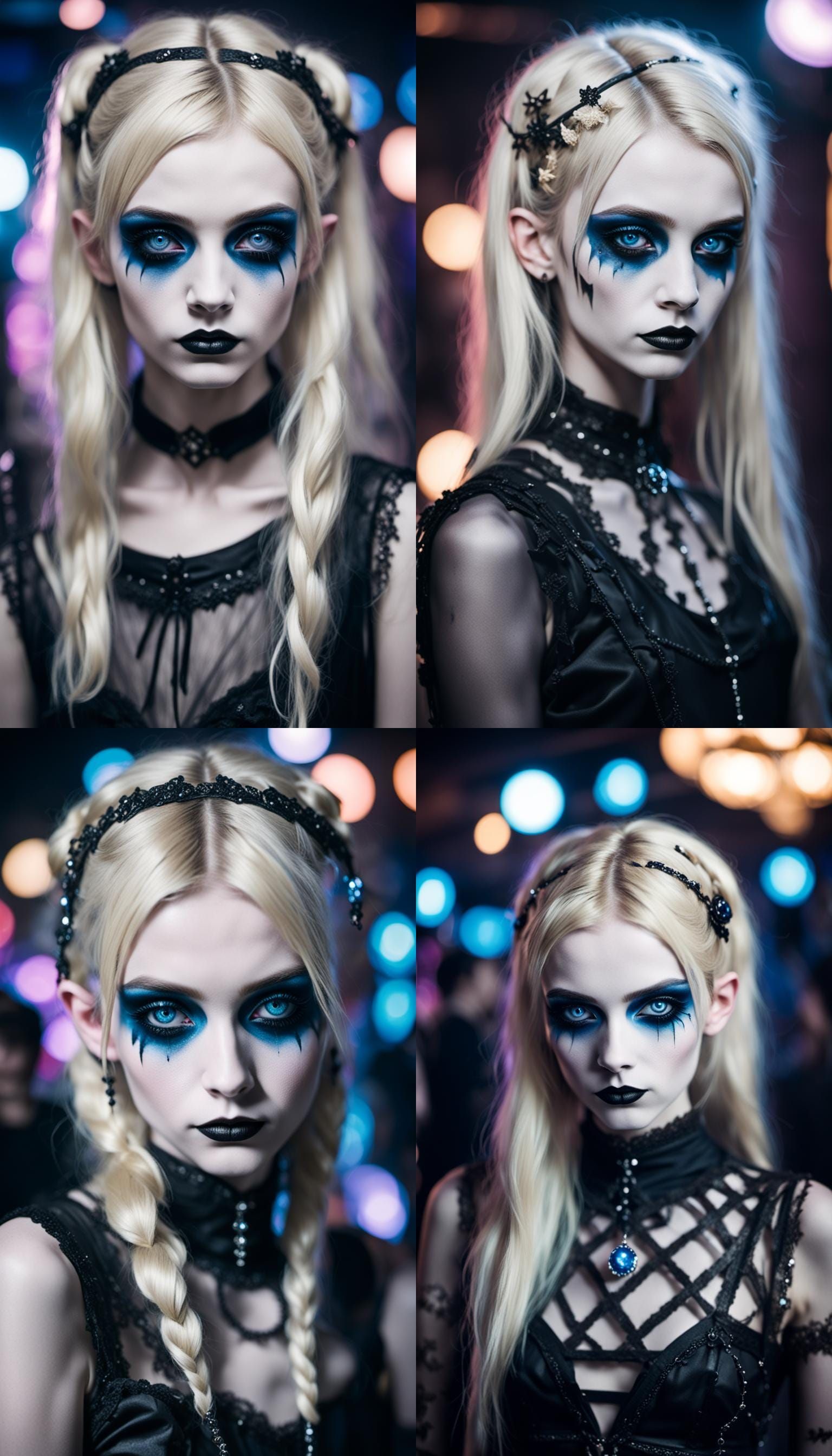 Goth Woman in Lingerie at Nightclub: Photography