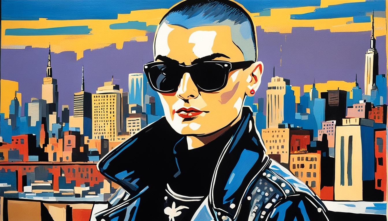 Sinead O'Connor Gouache Painting in Matisse Style