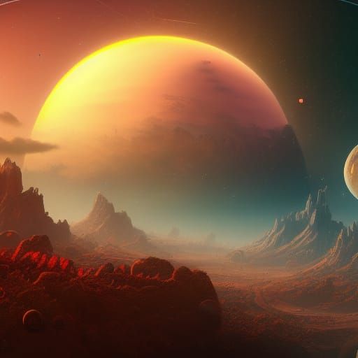 Fantastical Space Savanna in Detailed Digital Painting