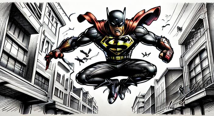 Explosive Comic Book Superheroes in Charcoal Sketch Style