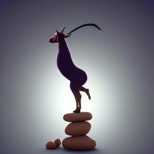 Yoga Goat with Man Bun in 3D Style