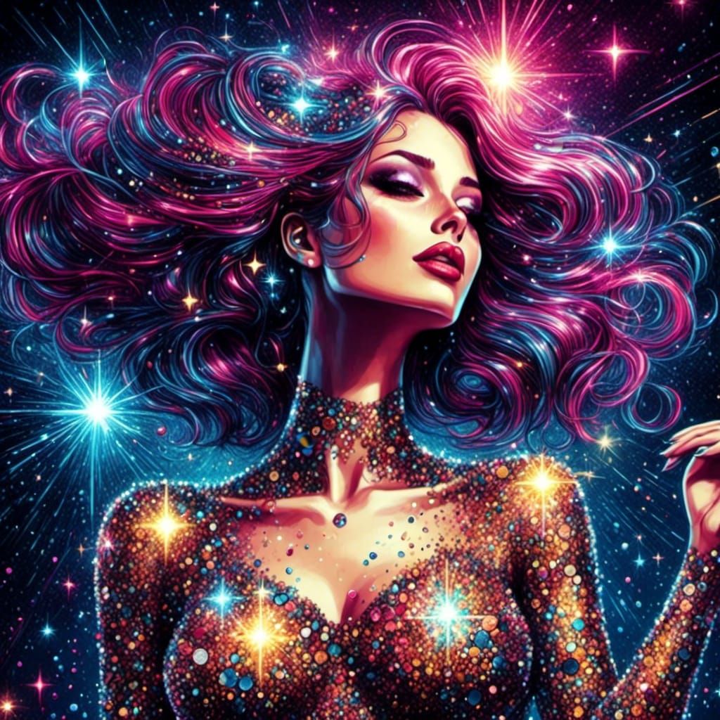 Sparkling Woman in Comic Art Style