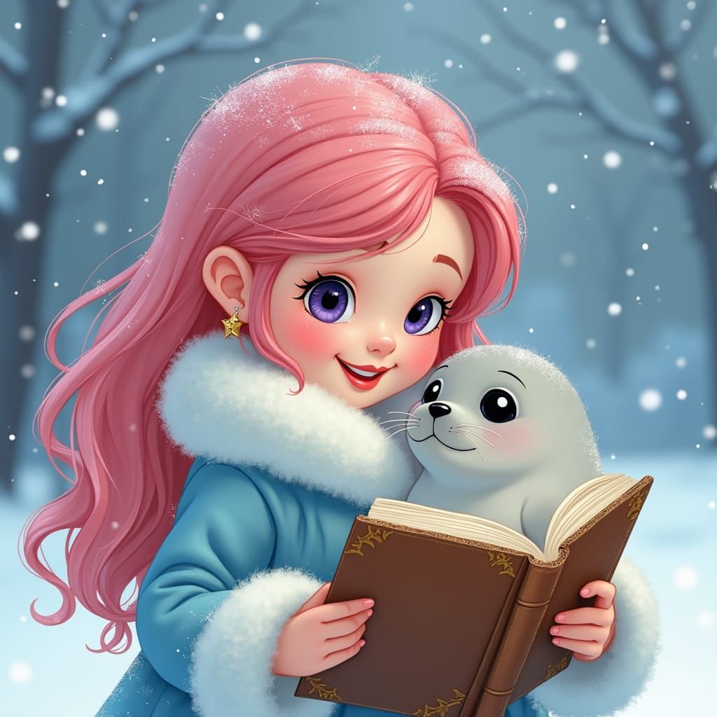 Charming Winter Scene in Disney-Inspired Style