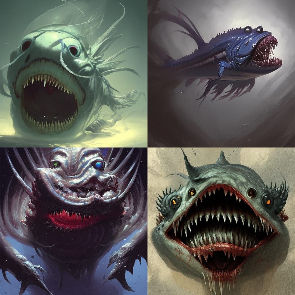 Sinister Angler Fish Monster Digital Painting