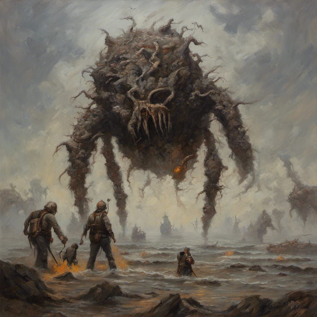 Nightmarish Scene in Oil Painting Style