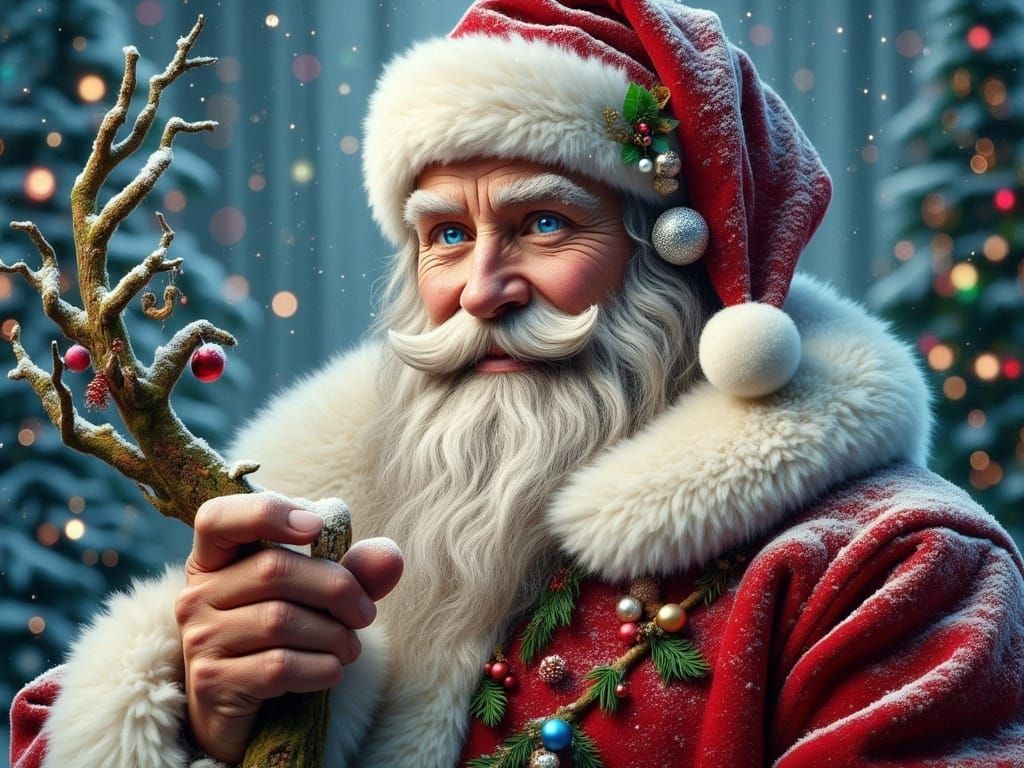 Festive Santa Ent with Blue Eyes