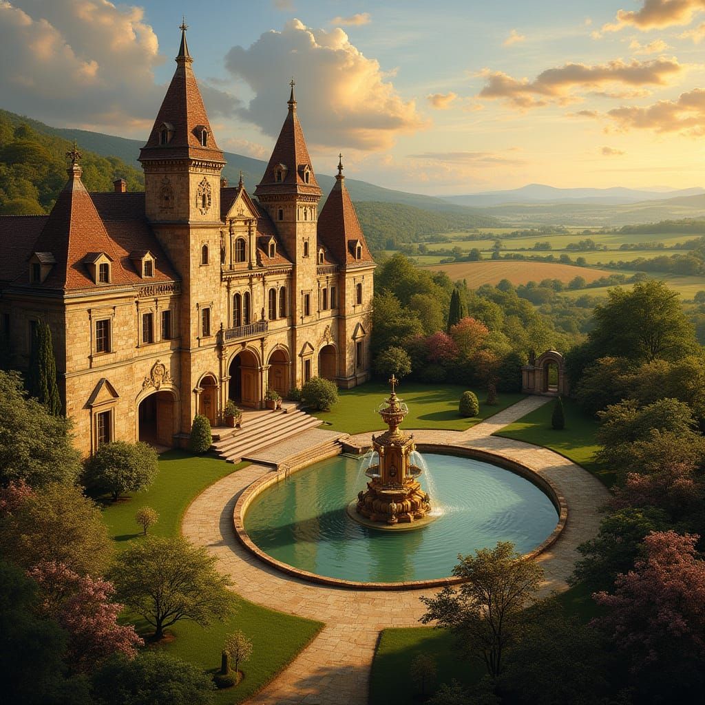 Baroque Palace and Garden in Spring Bloom