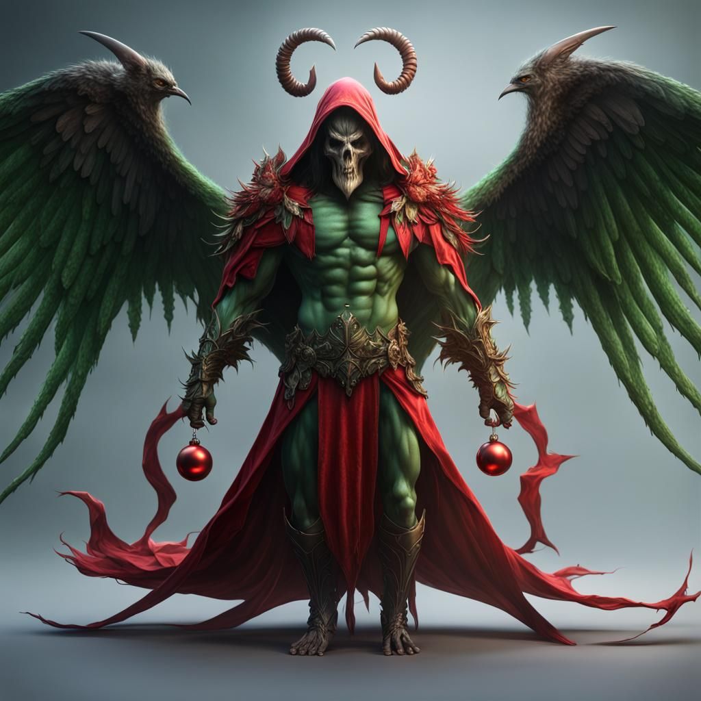 Hyperrealistic Evil Reaper Christmas Bells: Detailed Fantasy...