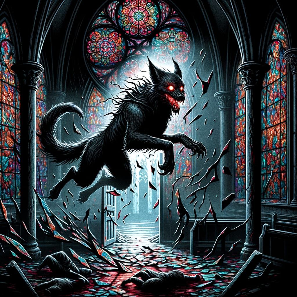 Terrifying Black Cadejo Leaps Through Church Window