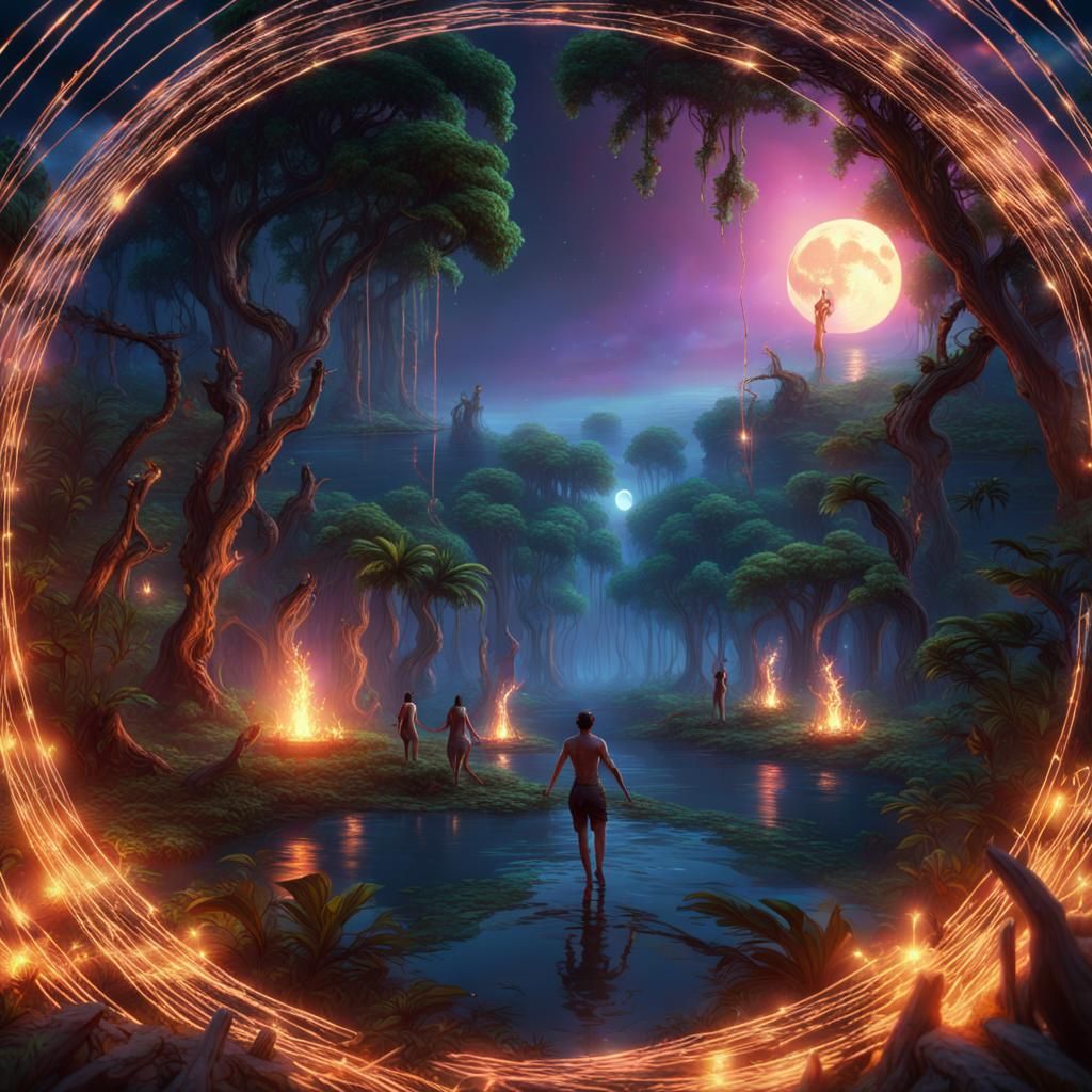 Enchanted Jungle Dance Under a Starry Sky