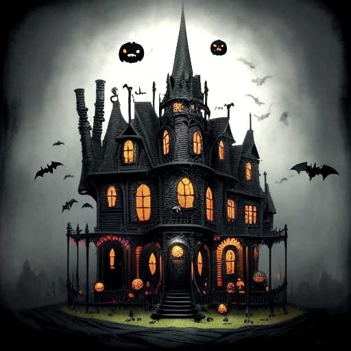 Spooky Halloween Candy World in Surreal Art Style