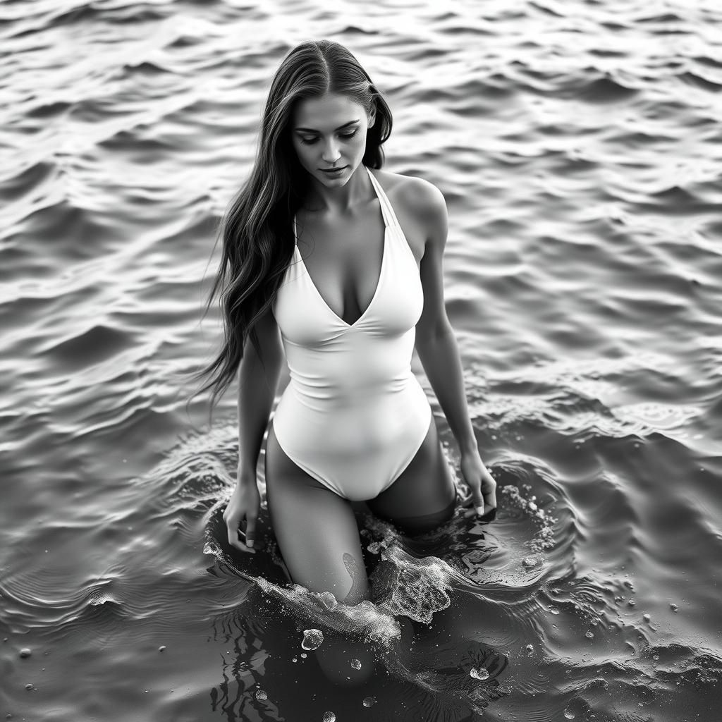 Ethereal Beauty: Model in Dissolving Swimsuit