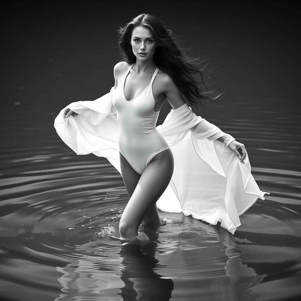 Ethereal Beauty: Model in Dissolving Swimsuit