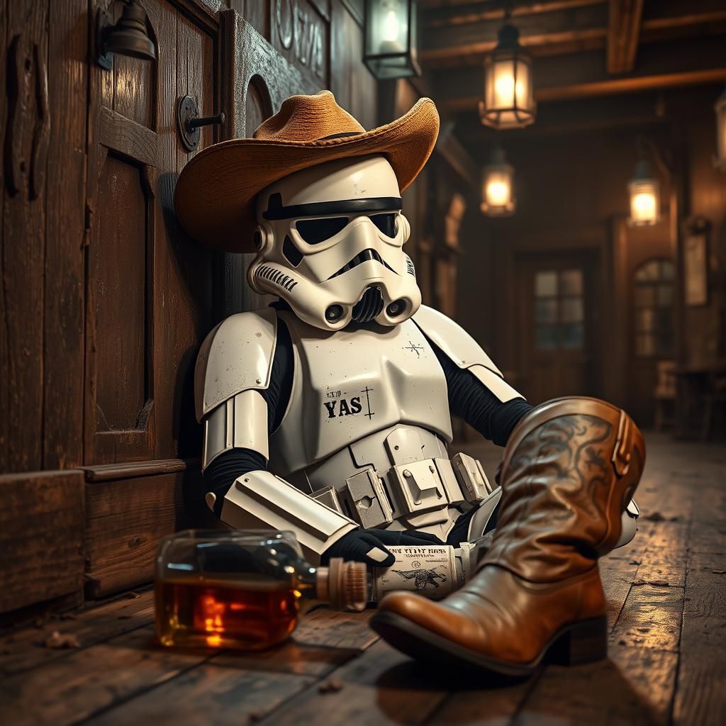 A cowboy-themed stormtrooper