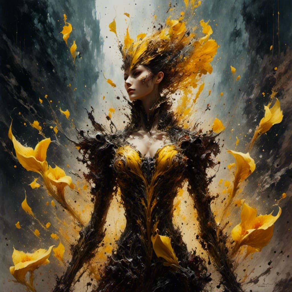 Yellow Calla Lily in Deep Color Oil Painting