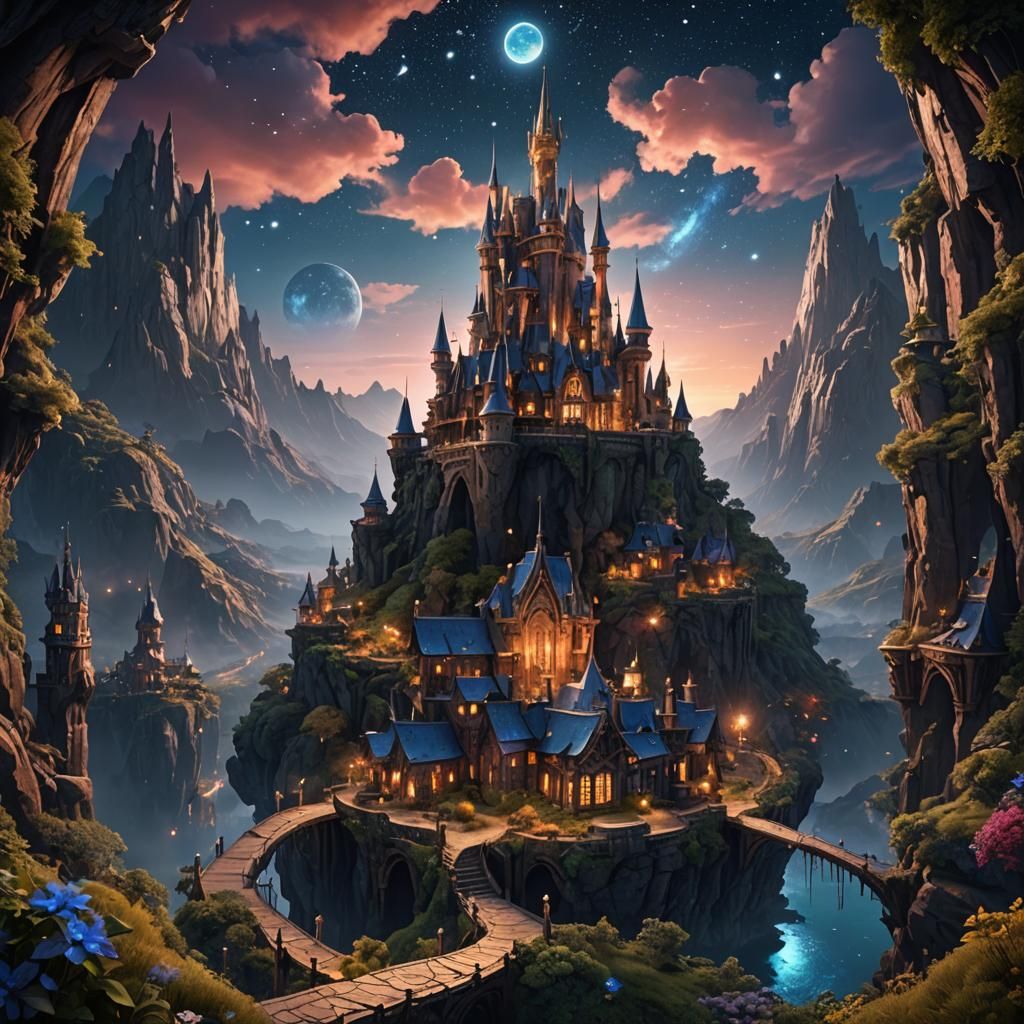 Fantastical Matte Painting: Midnight Stars in Deep Color