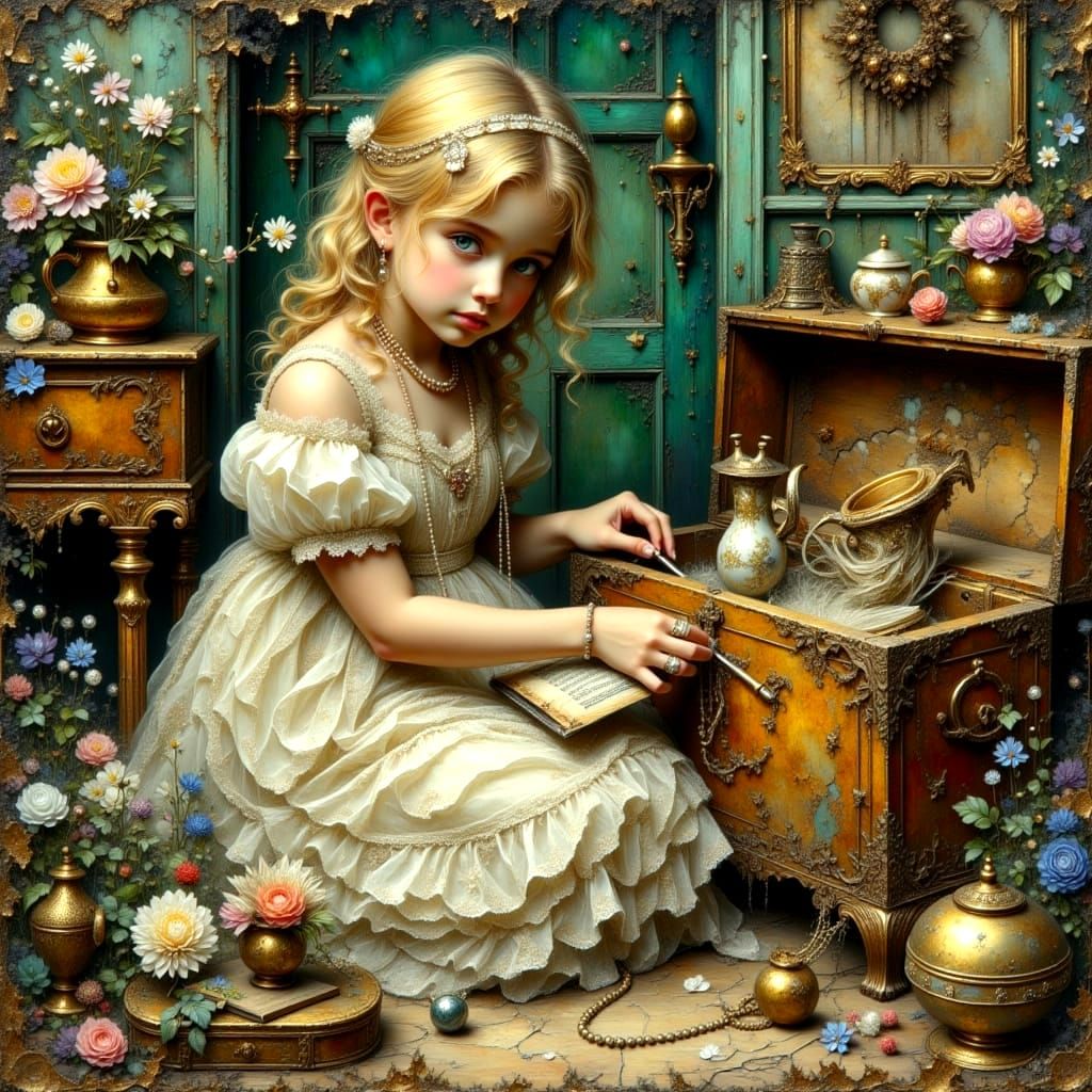 Children Discovering Happiness in Grandma's Treasure Chest