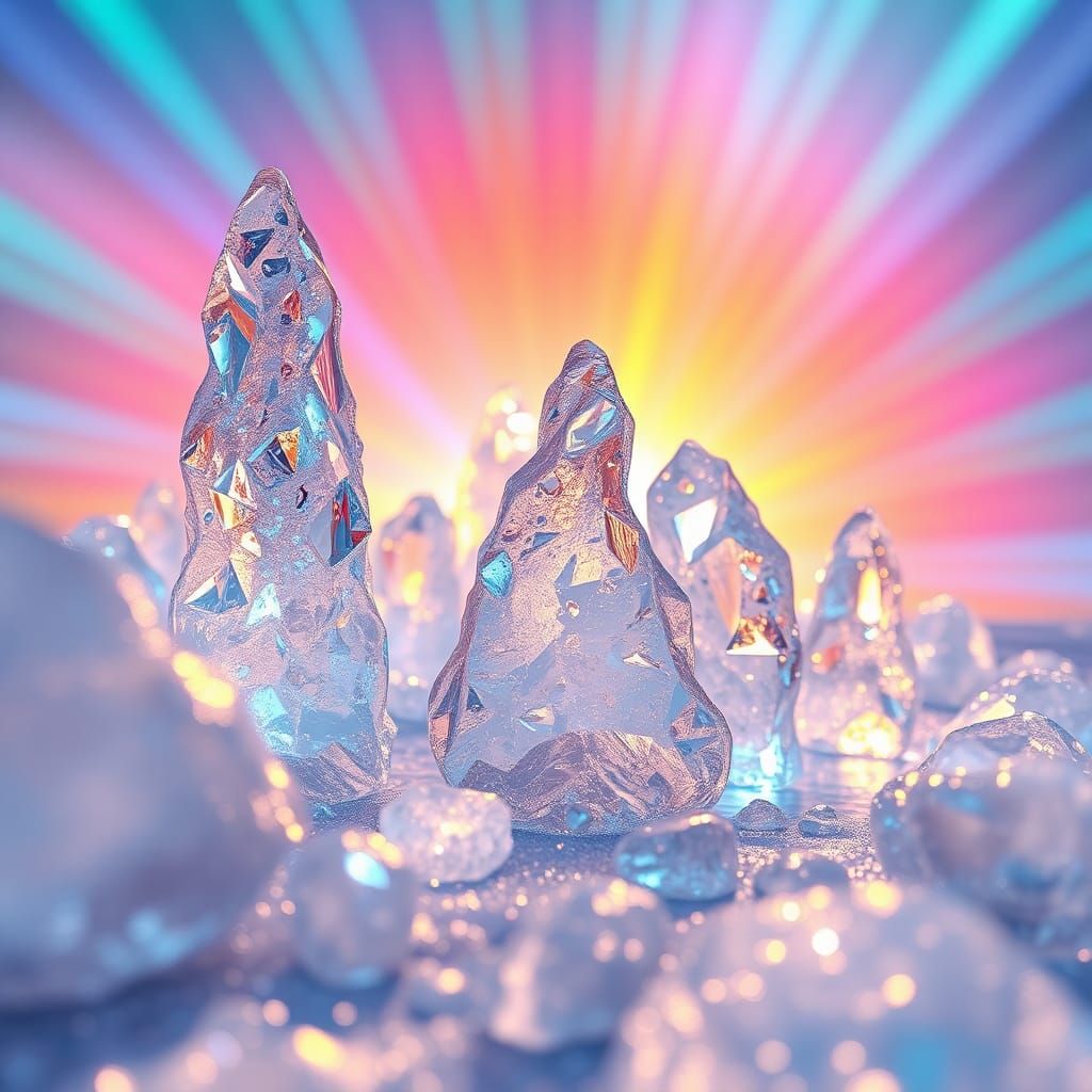 Glistening Ice Formations in Dreamlike 3D Art