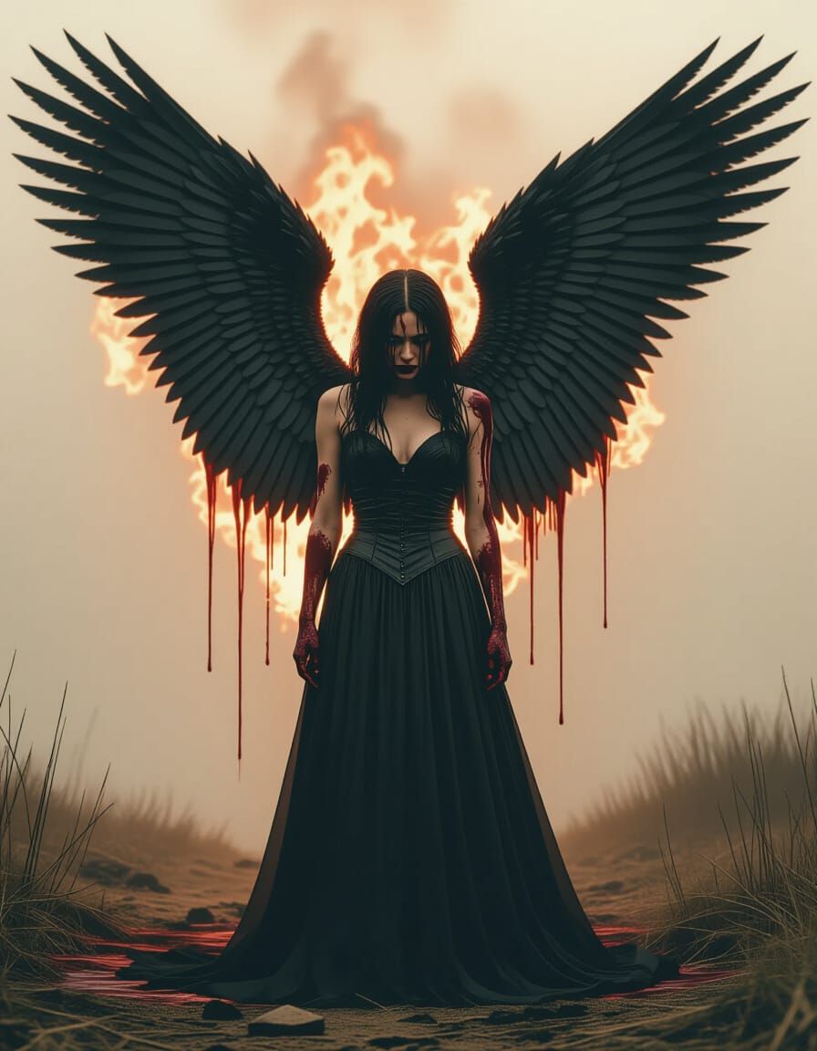 Fallen Angel in Gothic Cinematic Style