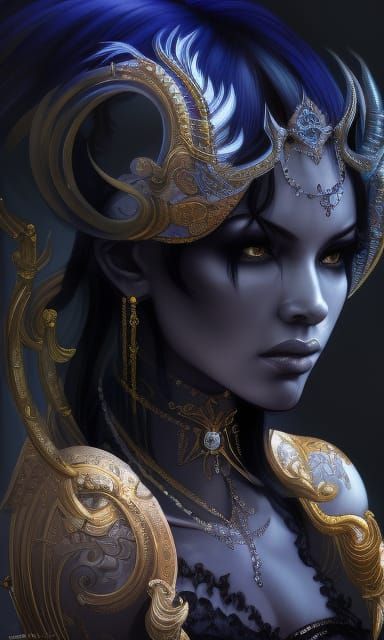 Dark God Portrait in Detailed Fantasy Art