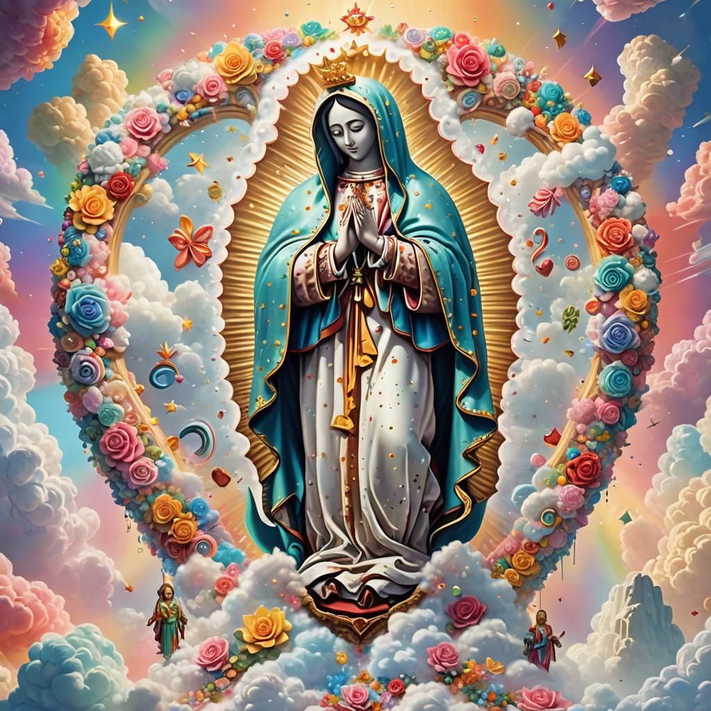 Virgin de Guadalupe in Rococo Surrealist Candyland