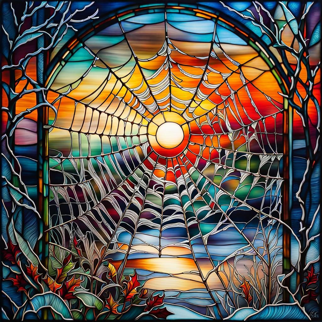 Frozen in Time (Stained Glass Spiderweb) --