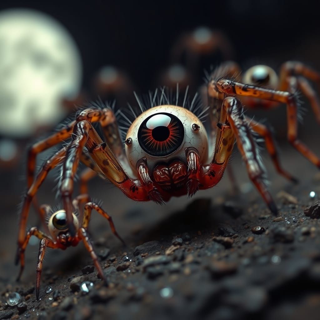 Surreal Arachnid Invasion in a Dreamlike Landscape
