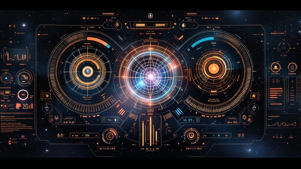Futuristic Spaceship HUD Blueprint with Quantum Graphics