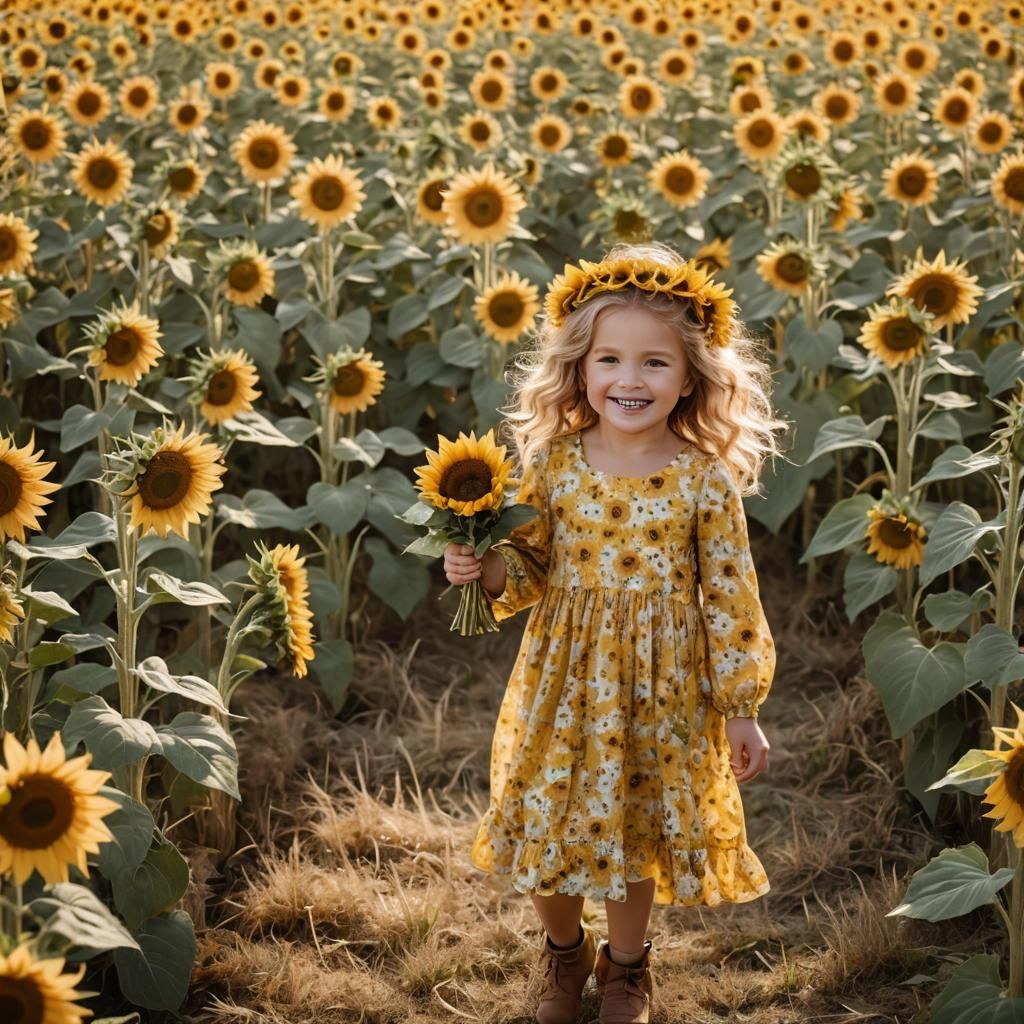 Girl in Sunflower Field: Professional Photography
