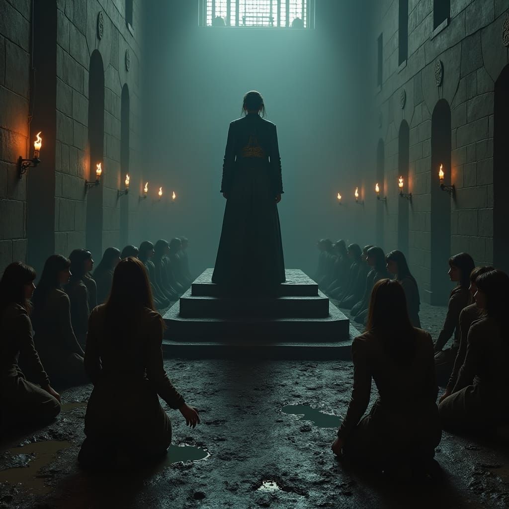 Imposing Governess Oversees Prison in Surreal Matte Painting